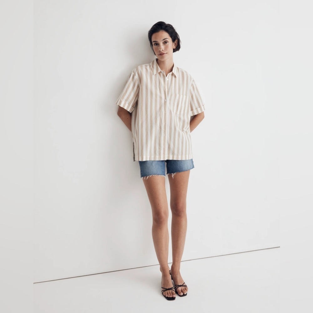 Madewell Signature Poplin Short-Sleeve Button-Down Shirt - Size XXS - Picture 3 of 5